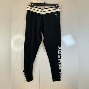 PINK Victoria's Secret Black Leggings with White Accents